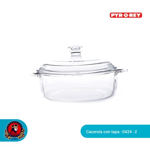 Cacerola con Tapa 424 1ltr .Pyr o Rey