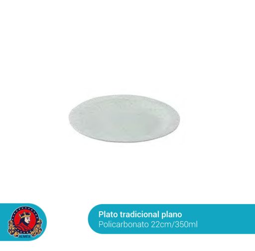 Plato Tradicional Plano Polipropileno 22 cms.