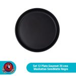 Set de 24 platos Gourmet negro manhattan semi matte 26 cms. PROMOCION
