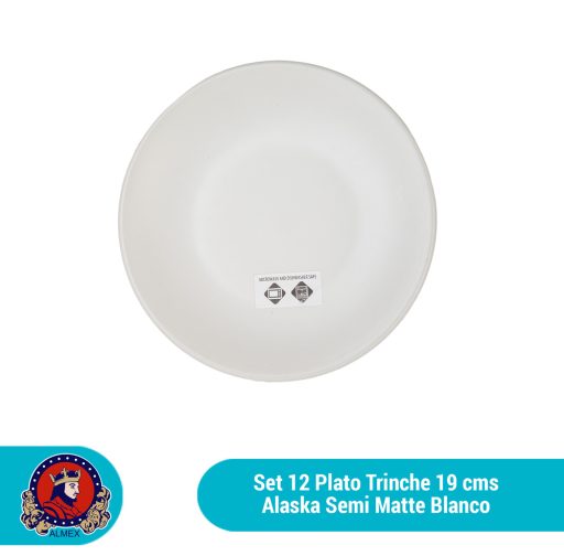 Set de 12 platos trinche de 19 cm blanco alaska semi matte