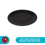 Set de 12 platos trinche de 19 cm negro manhattan semi matte