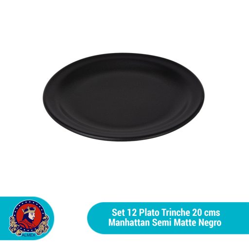 Set de 12 platos trinche de 19 cm negro manhattan semi matte