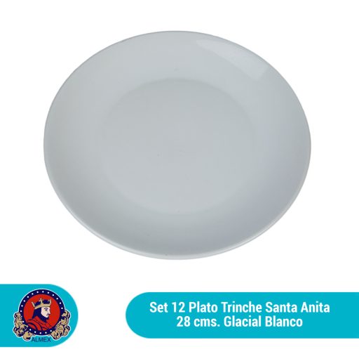 A-3 Set de 12 platos Trinche Glacial Blanco Santa Anita